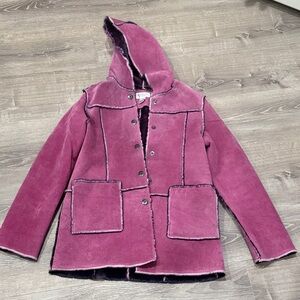 Vintage leather Melissa Newport News Pink Hooded Jacket with Button Closure
